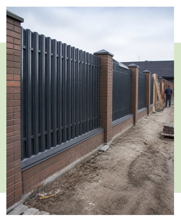 Комбинированный забор с кирпичом под ключ в Нурлате